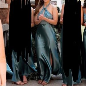 MONICA DRESS SATIN SEA GLASS Size S